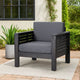 Quim Outdoor Club Chair, Shutter Slat Panel, Gray Acacia Wood, Gray Fabric By Casagear Home