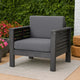 Quim Outdoor Club Chair, Shutter Slat Panel, Gray Acacia Wood, Gray Fabric By Casagear Home