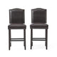 Counter Height Chair Set of 2 Nailhead Trim Brown and Walnut Faux Leather By Casagear Home BM321703