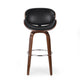 Zaine Swivel Barstool Chair Walnut Veneer Black Faux Leather By Casagear Home BM321706