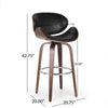 Zaine Swivel Barstool Chair Walnut Veneer Black Faux Leather By Casagear Home BM321706