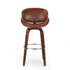 Zaine Swivel Barstool Chair Walnut Veneer Brown Faux Leather By Casagear Home BM321707