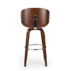 Zaine Swivel Barstool Chair Walnut Veneer Brown Faux Leather By Casagear Home BM321707