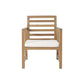 Outdoor Club Chair Set of 2 Slat Back Brown Acacia Wood White Fabric By Casagear Home BM321708