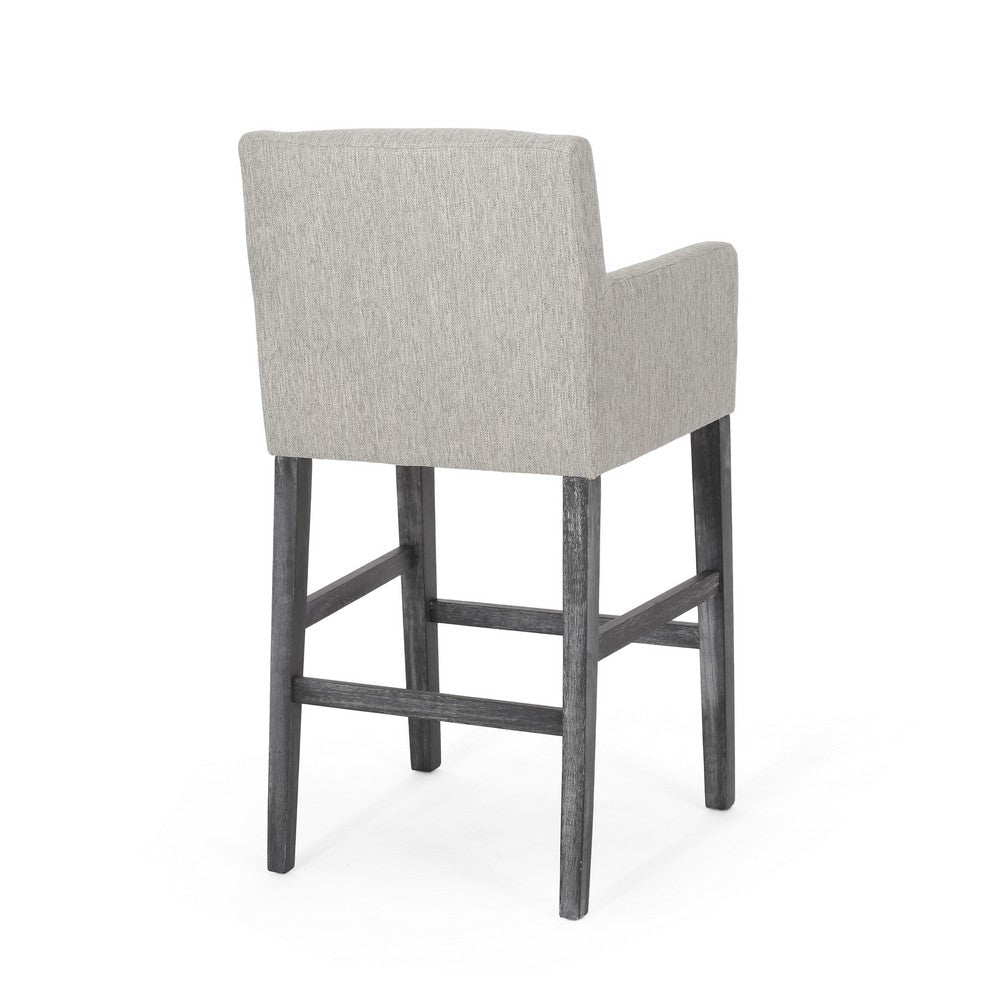 Counter Height Chair Set of 2 H-Frame Base Rubberwood Light Gray Fabric By Casagear Home BM321710