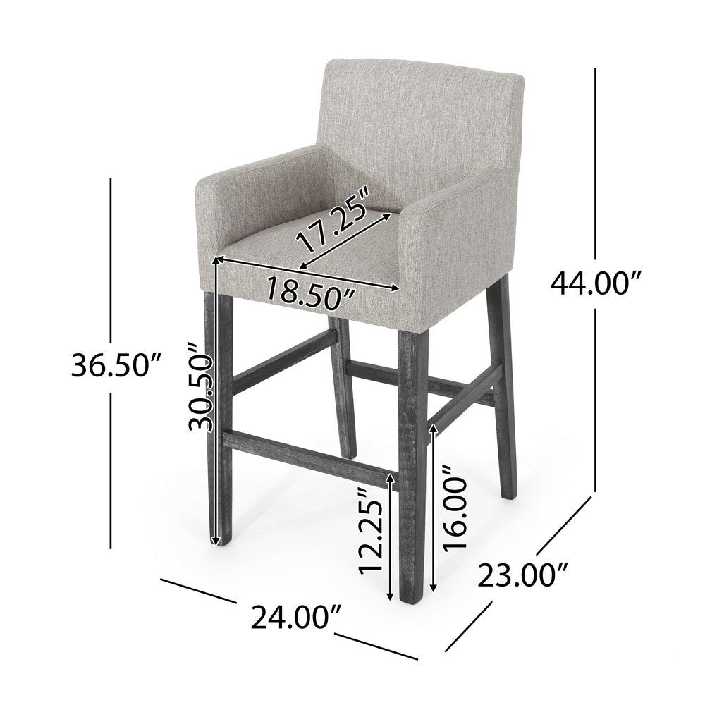 Counter Height Chair Set of 2 H-Frame Base Rubberwood Light Gray Fabric By Casagear Home BM321710