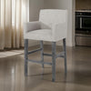 Counter Height Chair, H-Frame Base, Rubberwood, Light Gray Fabric