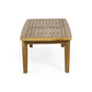 Outdoor Rectangular Coffee Table Slatted Panels Natural Brown Acacia Wood By Casagear Home BM321711