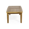 Outdoor Rectangular Coffee Table Slatted Panels Natural Brown Acacia Wood By Casagear Home BM321711