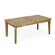 Outdoor Rectangular Coffee Table, Slatted Panels, Natural Brown Acacia Wood By Casagear Home