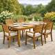 Outdoor Rectangular Coffee Table, Slatted Panels, Natural Brown Acacia Wood By Casagear Home