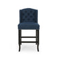 Counter Height Chair Set of 2 Tufted Wingback Nailhead Trim Navy Blue By Casagear Home BM321712