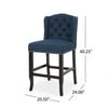 Counter Height Chair Set of 2 Tufted Wingback Nailhead Trim Navy Blue By Casagear Home BM321712