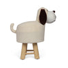 Kids Ottoman Stool Dog Theme 21 Inch Brown Wood Off-White Corduroy By Casagear Home BM321713