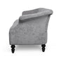 Kyle Sofa 75 Inch Classic Turned Wood Legs Button Tufted Light Gray By Casagear Home BM321714