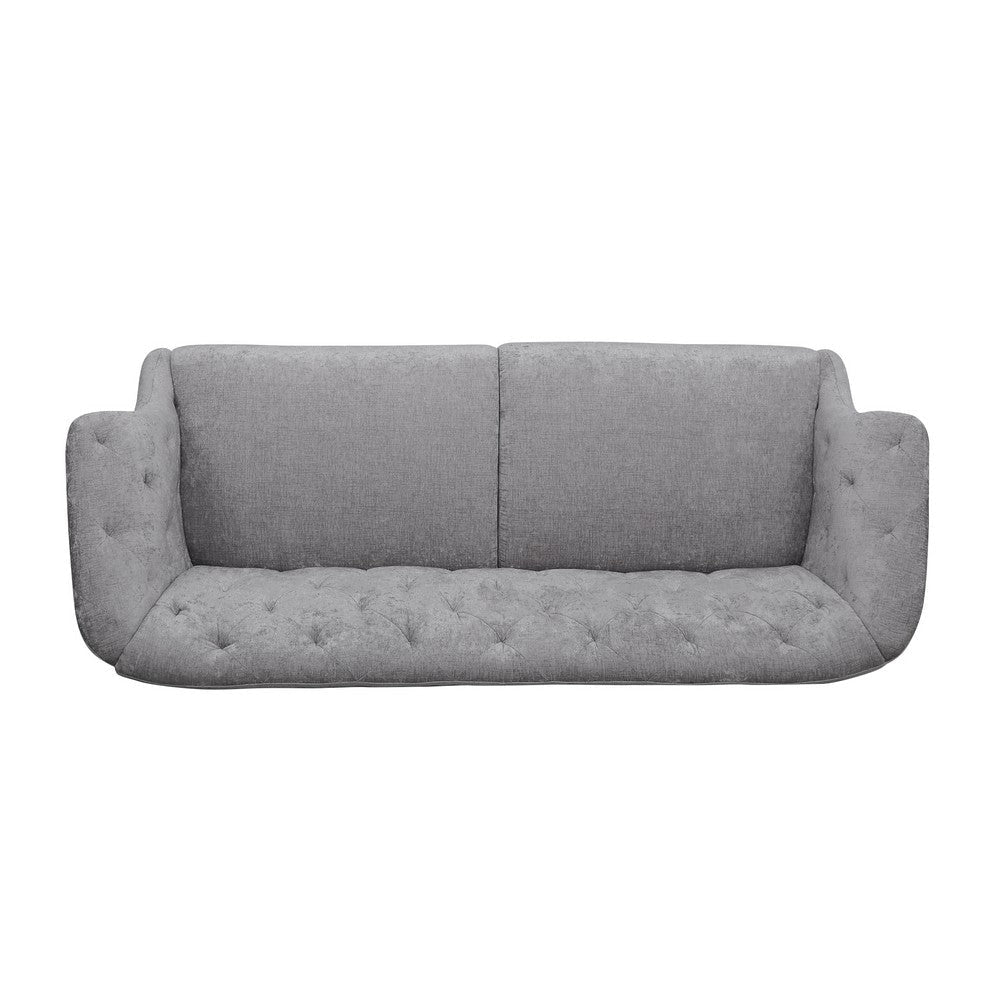 Kyle Sofa 75 Inch Classic Turned Wood Legs Button Tufted Light Gray By Casagear Home BM321714