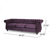 Feji Sofa 85 Inch Button Tufted Nailhead Trim Blackberry Purple Velvet By Casagear Home