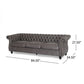 Feji Sofa 85 Inch Button Tufted Nailhead Trim Slate Gray Microfiber By Casagear Home BM321718