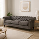 Feji Sofa, 85 Inch, Button Tufted, Nailhead Trim, Slate Gray Microfiber By Casagear Home