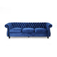 Feji Sofa 85 Inch Nailhead Trim Classic Button Tufted Navy Blue Velvet By Casagear Home