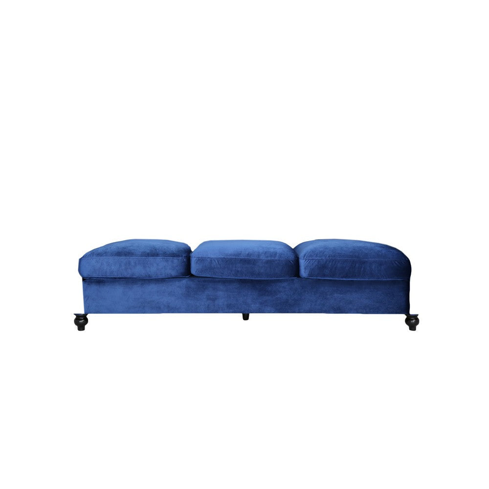 Feji Sofa 85 Inch Nailhead Trim Classic Button Tufted Navy Blue Velvet By Casagear Home