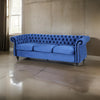 Feji Sofa, 85 Inch, Nailhead Trim, Classic Button Tufted Navy Blue Velvet By Casagear Home