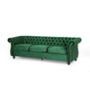 Feji Sofa 85 Inch Nailhead Trim Button Tufted Emerald Green Velvet By Casagear Home