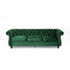Feji Sofa 85 Inch Nailhead Trim Button Tufted Emerald Green Velvet By Casagear Home