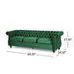 Feji Sofa 85 Inch Nailhead Trim Button Tufted Emerald Green Velvet By Casagear Home BM321720