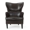 Laira Club Accent Chair Wingback Nailhead Trim Rich Brown Faux Leather By Casagear Home BM321722