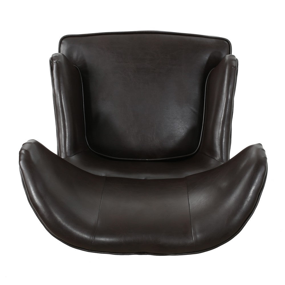 Laira Club Accent Chair Wingback Nailhead Trim Rich Brown Faux Leather By Casagear Home BM321722