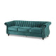 Omny Sofa 84 Inch Nailhead Trim Scroll Arms Channel Tufted Teal Velvet By Casagear Home BM321723