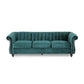 Omny Sofa 84 Inch Nailhead Trim Scroll Arms Channel Tufted Teal Velvet By Casagear Home BM321723