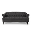 Sofa 74 Inch 3 Seater Rivet Accents Button Tufted Charcoal Gray Fabric By Casagear Home BM321728