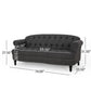 Sofa 74 Inch 3 Seater Rivet Accents Button Tufted Charcoal Gray Fabric By Casagear Home BM321728