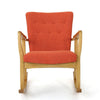 Jamy Rocking Chair Brown Birch Wood Frame Button Tufted Orange Polyester By Casagear Home BM321733