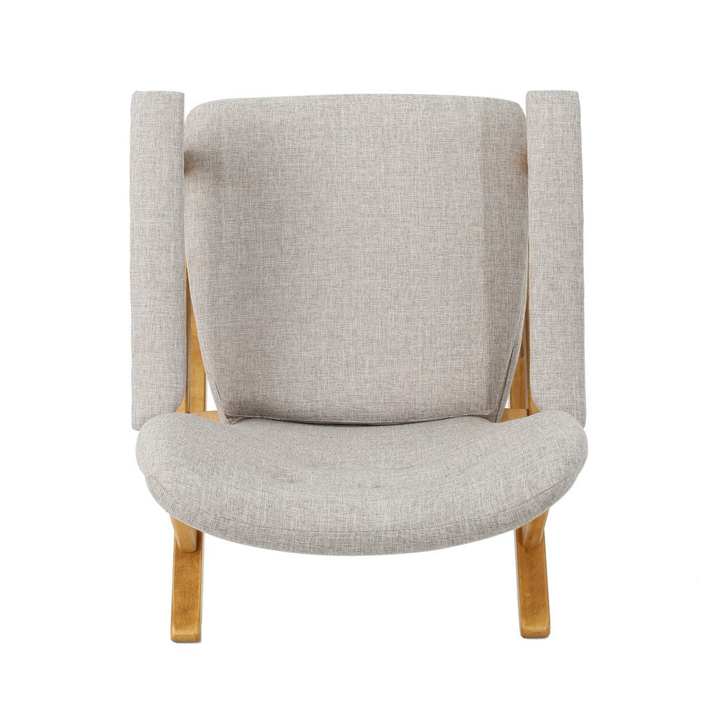 Erika Rocking Chair Mid-Century Rubberwood Button Tufted Wheat Gray By Casagear Home BM321738