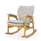 Erika Rocking Chair, Mid-Century, Rubberwood, Button Tufted Wheat Gray By Casagear Home