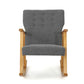 Maze Rocking Chair Mid-Century Brown Rubberwood Tufted Gray Fabric By Casagear Home BM321740