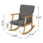 Maze Rocking Chair Mid-Century Brown Rubberwood Tufted Gray Fabric By Casagear Home BM321740