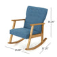 Maze Rocking Chair Mid-Century Brown Rubberwood Tufted Blue Fabric By Casagear Home BM321741