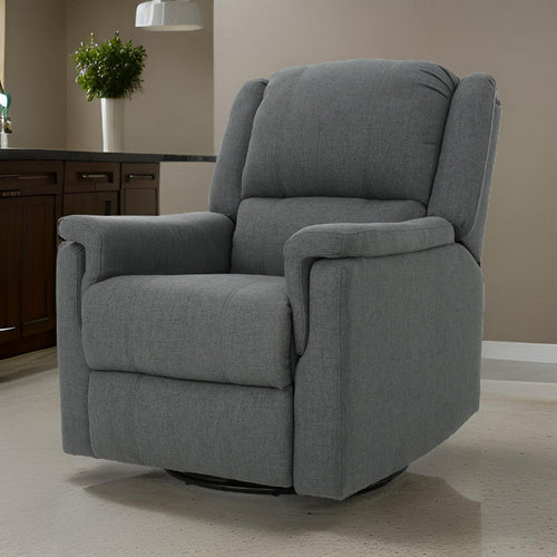 Zune Manual Glider Recliner Chair, Swivel Ergonomic Design, Charcoal Gray By Casagear Home