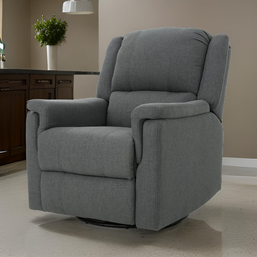 Zune Manual Glider Recliner Chair, Swivel Ergonomic Design, Charcoal Gray By Casagear Home