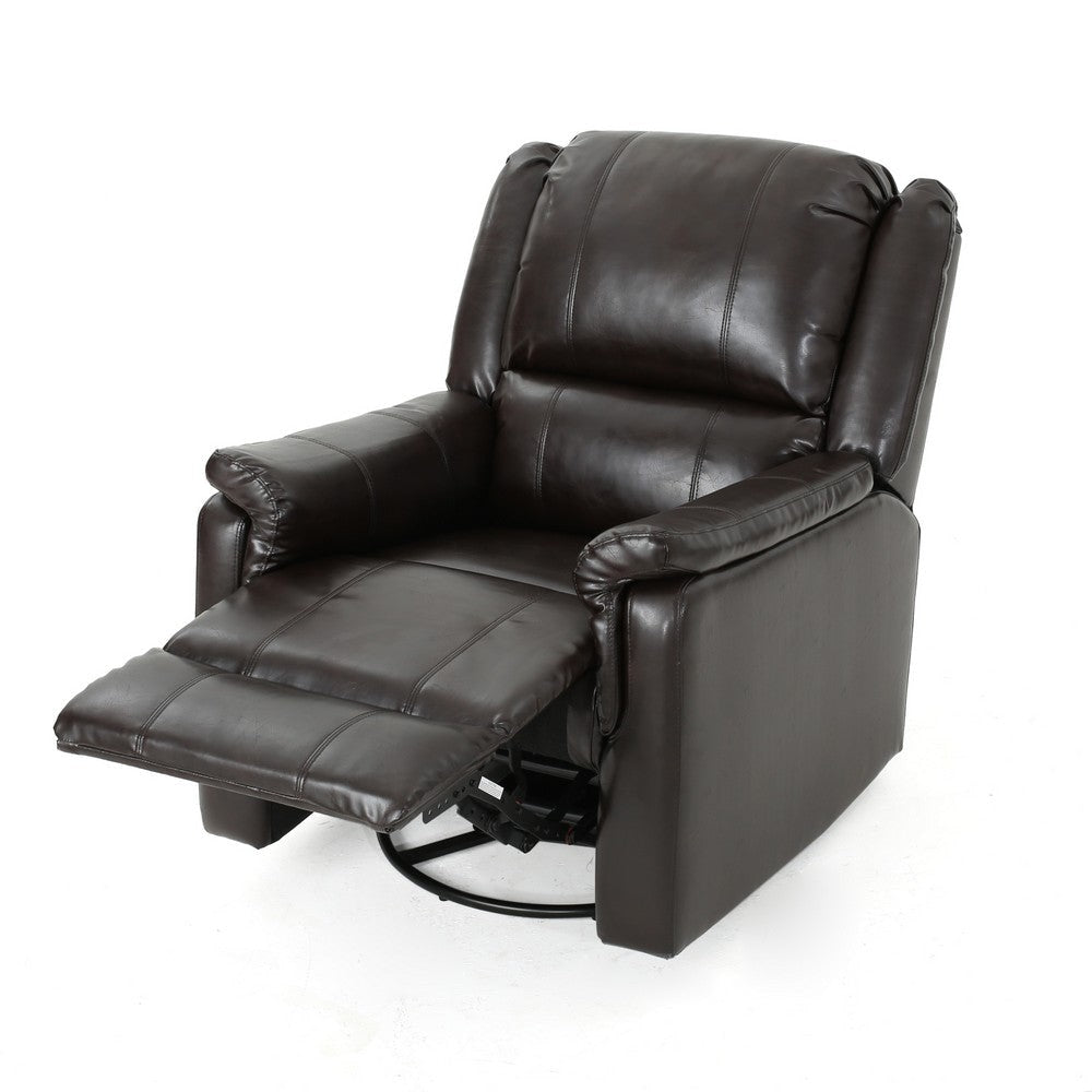 Zune Manual Glider Recliner Chair Swivel Ergonomic Brown Faux Leather By Casagear Home BM321743