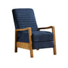 Copa Manual Recliner Lounge Chair, Brown Wood, Navy Blue Channel Tufted By Casagear Home