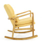 Quang Rocking Chair Button-Tufted Natural Brown Solid Wood Yellow Linen By Casagear Home BM321751