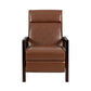 Ennie Pushback Recliner Compact Rubberwood Light Brown Faux Leather By Casagear Home BM321754