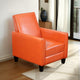 Zuca Pushback Recliner Club Chair, Black Wood, Orange Floral Faux Leather By Casagear Home