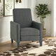 Zuca Pushback Recliner Club Chair, Premium Padded, Black Wood, Gray Linen By Casagear Home