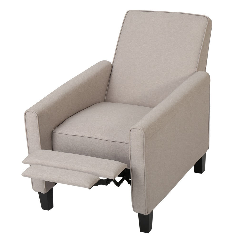 Zuca Pushback Recliner Chair Black Wood Premium Padded Beige Polyester By Casagear Home BM321757